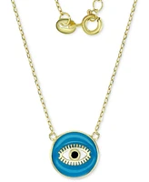 Cubic Zirconia & Enamel Evil Eye Pendant Necklace in 14k Gold-Plated Sterling Silver, 16" + 2" extender