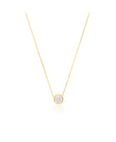 Etoielle Yellow Gold Tone Bezel Set Round Cz Necklace