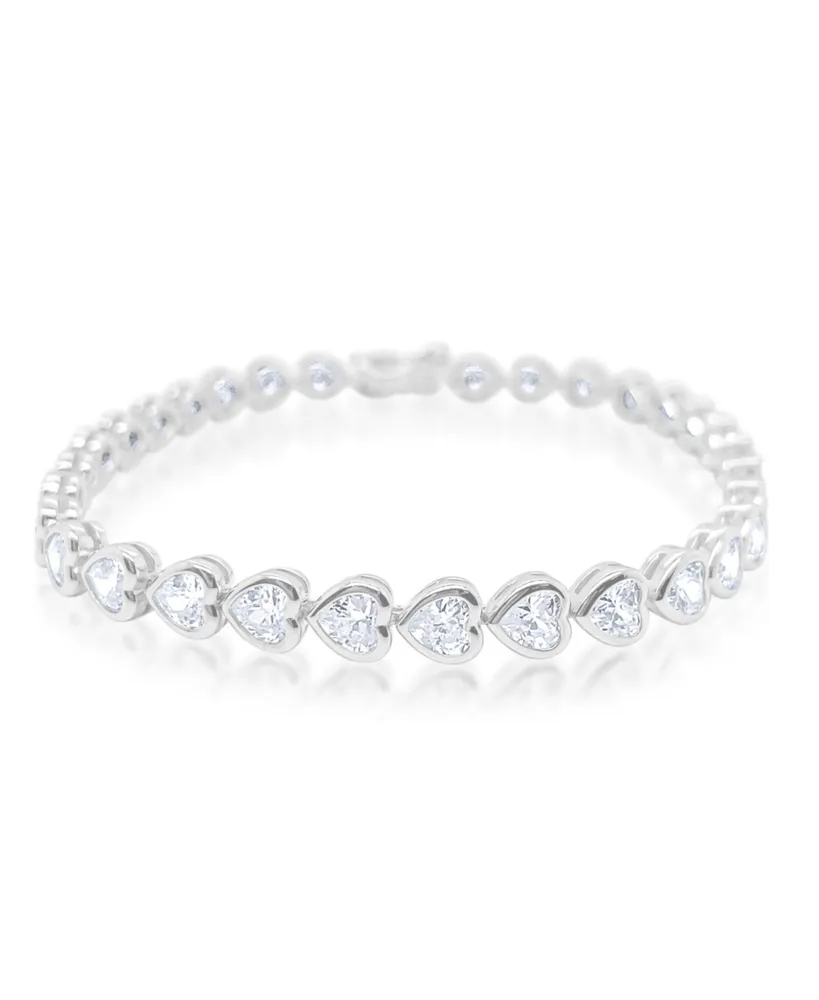 Etoielle White Gold Tone Heart Cut Cz Tennis Bracelet