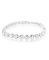 Etoielle White Gold Tone Heart Cut Cz Tennis Bracelet