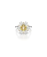 Swarovski Mixed Cuts, Flower, Yellow, Rhodium Plated Idyllia Cocktail Ring