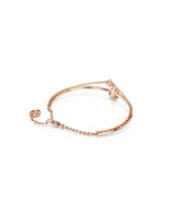 Swarovski Swan, Black, Rose Gold-Tone Iconic Swan Bangle Bracelet