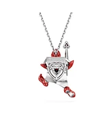 Swarovski Playing Card, Red, Rhodium Plated Alice In Wonderland Pendant Necklace