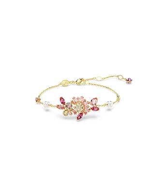 Swarovski Mixed Cuts, Flower, Pink, Gold-Tone Gema Bracelet