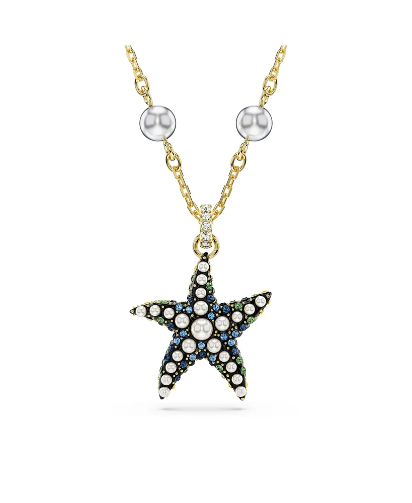 Swarovski Crystal Swarovski Imitation Pearls, Starfish, Multicolored, Gold-Tone Idyllia Pendant Necklace