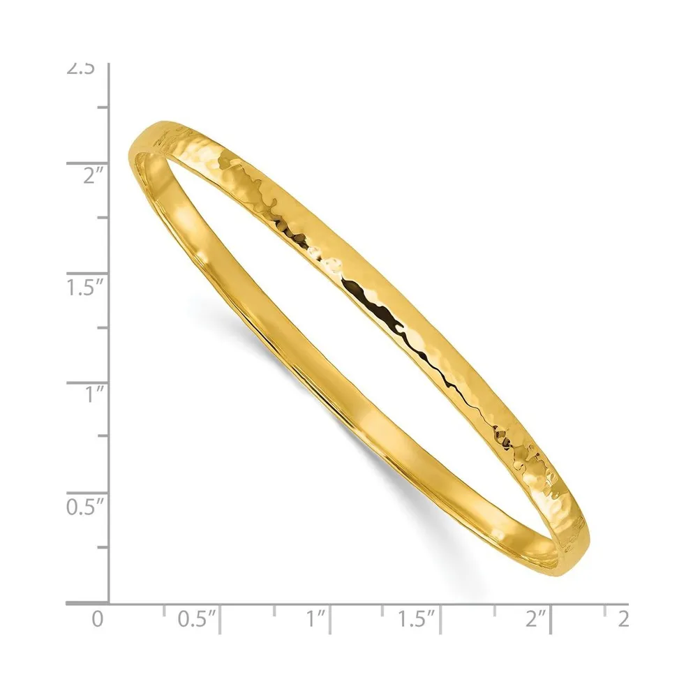18k Gold Solid Hammered Slip-on Bangle Bracelet