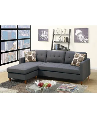 Simplie Fun Polyfiber Sectional Sofa Living Room Furniture Reversible Chaise Couch Pillows Tuft