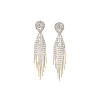 Sohi Women's Silver Embellished Drop Earrings