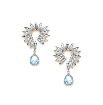 Sohi Women's Blue Pastel Embellished Drop Earrings