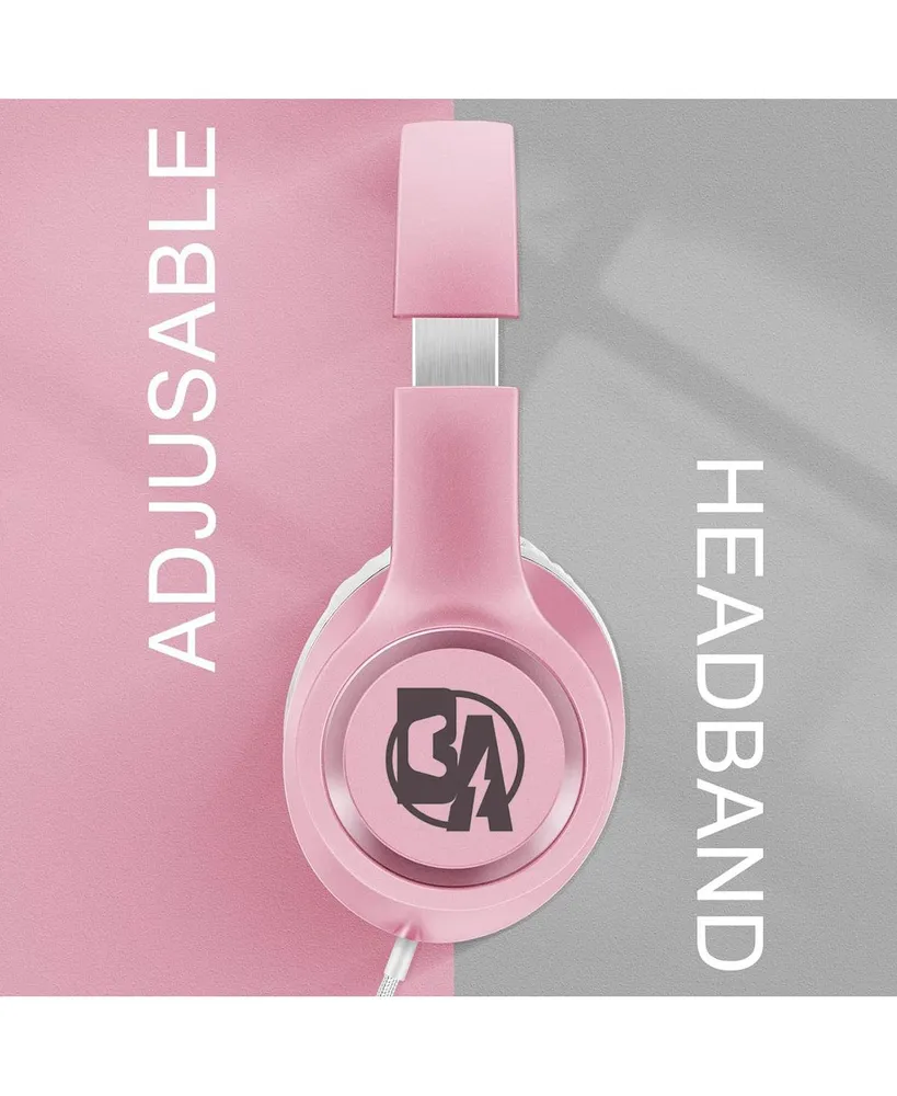X8 Over-Ear Wired Headphones with Microphone Lightweight Foldable & Portable Headphones Pink