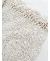 Cozy Cotton Ivory Boucle Throw with Fringe 50x72