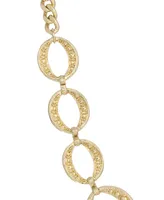 2028 Gold-Tone Circle Marcasite Texture Link Necklace