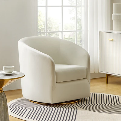 Swivel Accent Chair with Gold Metal Base for Living Room Nursery