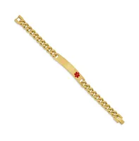 Stainless Steel Yellow Plated Red Epoxy Medical Id 8" Bracelet