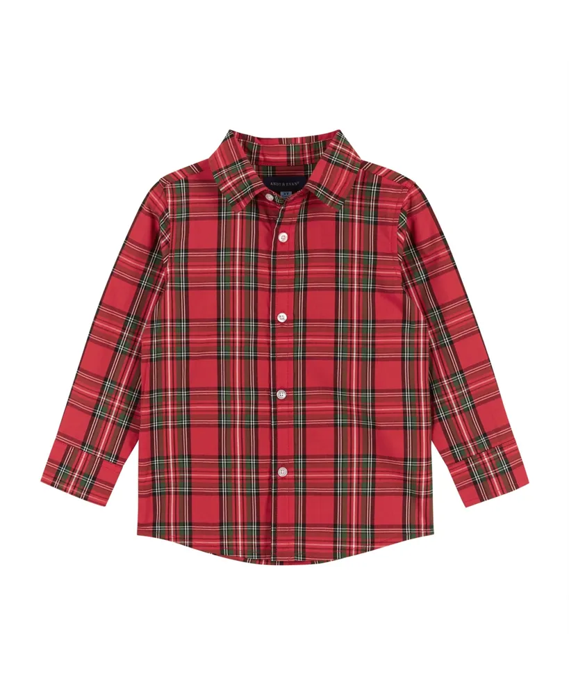 Toddler/Child Boys Red Plaid Flannel Button-down w/Suspenders Set