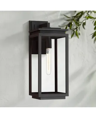 Atkins Modern Outdoor Wall Light Fixture Matte Black 18" Clear Glass for Post Exterior Barn Deck House Porch Yard Patio Outside Garage Front Door