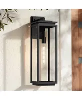 Atkins 24" High Modern Outdoor Wall Light Fixture Mount Porch House Exterior Outside Lantern Edison Bulb Weatherproof Matte Black Die Cast Metal Clear