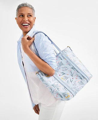 Style & Co Whip-Stitch Printed Medium Tote Bag, Created for Macy's