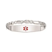 Sterling Silver Rhodium-plated Medical Id Figaro Link Bracelet