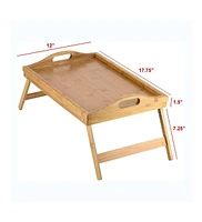 Bed Table Tray with Folding Legs - Breakfast Tray Bamboo Bed Tray for Sofa, Bed, Eating, Snacking and Working