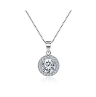 Round Halo Crystal Pendant Necklace