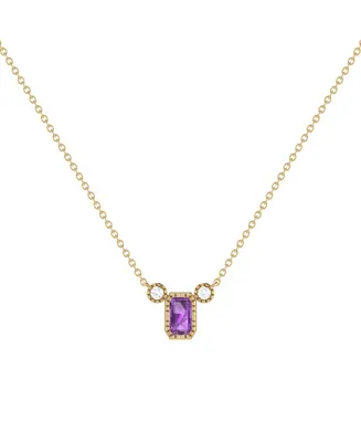 LuvMyJewelry Emerald Amethyst Gemstone Round Natural Diamond 14K Yellow Gold Birthstone Necklace