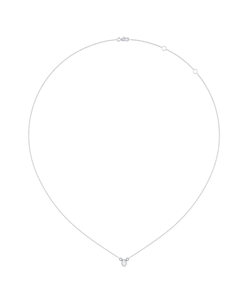LuvMyJewelry Oval Cut Natural Diamond 14K White Gold Birthstone Necklace