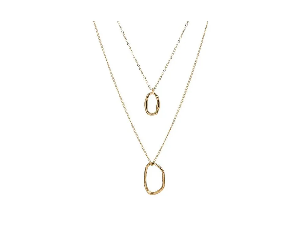 Layered Necklace with Geometric Shaped Pendant for Women