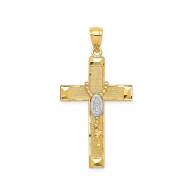 14K Yellow Gold Cross Rosary Pendant for Women