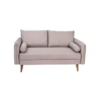 Carthage Upholstered Mid-Century Modern Pocket Spring Loveseat With Wooden Legs And Removable Back Cushions