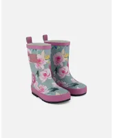 Girl Rain Boots Printed Watercolor Roses - Toddler|Child