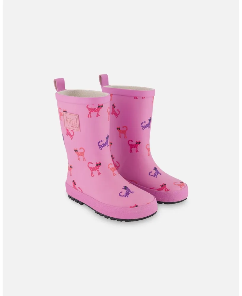 Girl Rain Boots Pink Printed Sunglasses Cats - Toddler|Child