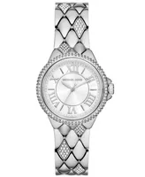 Michael Kors Women's Camille Three-Hand Silver-Tone Stainless Steel Watch 33mm - Silver