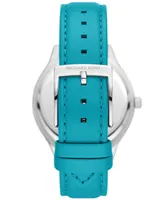 Michael Kors Women's Slim Runway Three-Hand Santorini Blue Leather Watch 38mm