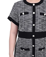 Ny Collection Women's Short Sleeve Tweed Dress