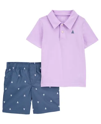 Carter's Baby Boys Jersey Polo Shirt and Sailboat Shorts, 2 Piece Set