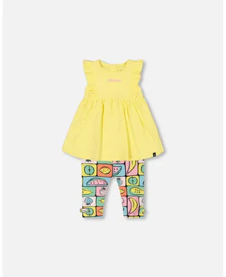 Baby Girl Organic Cotton Tunic And Capri Set Popcorn Yellow - Infant
