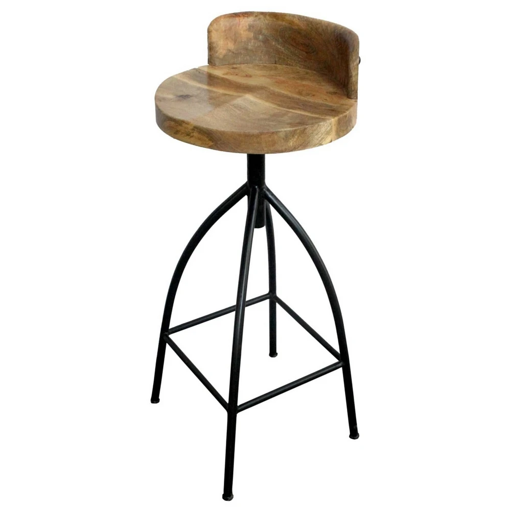 Simplie Fun Industrial Style Adjustable Swivel Barstool With Backrest