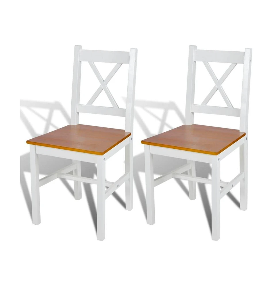 vidaXL Dining Chairs pcs White Pinewood