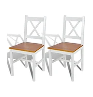 vidaXL Dining Chairs pcs White Pinewood