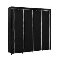 Wardrobe with 4 Compartments Black 68.9"x17.7"x66.9"