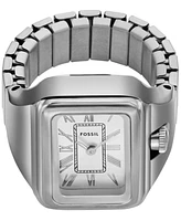 Fossil Women's Raquel Two-Hand Silver-Tone Stainless Steel Ring Watch 14mm