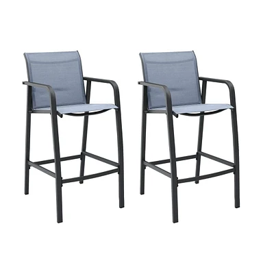 vidaXL Patio Bar Chairs 2 pcs Gray Textilene