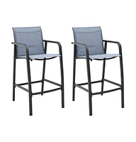 vidaXL Patio Bar Chairs 2 pcs Gray Textilene