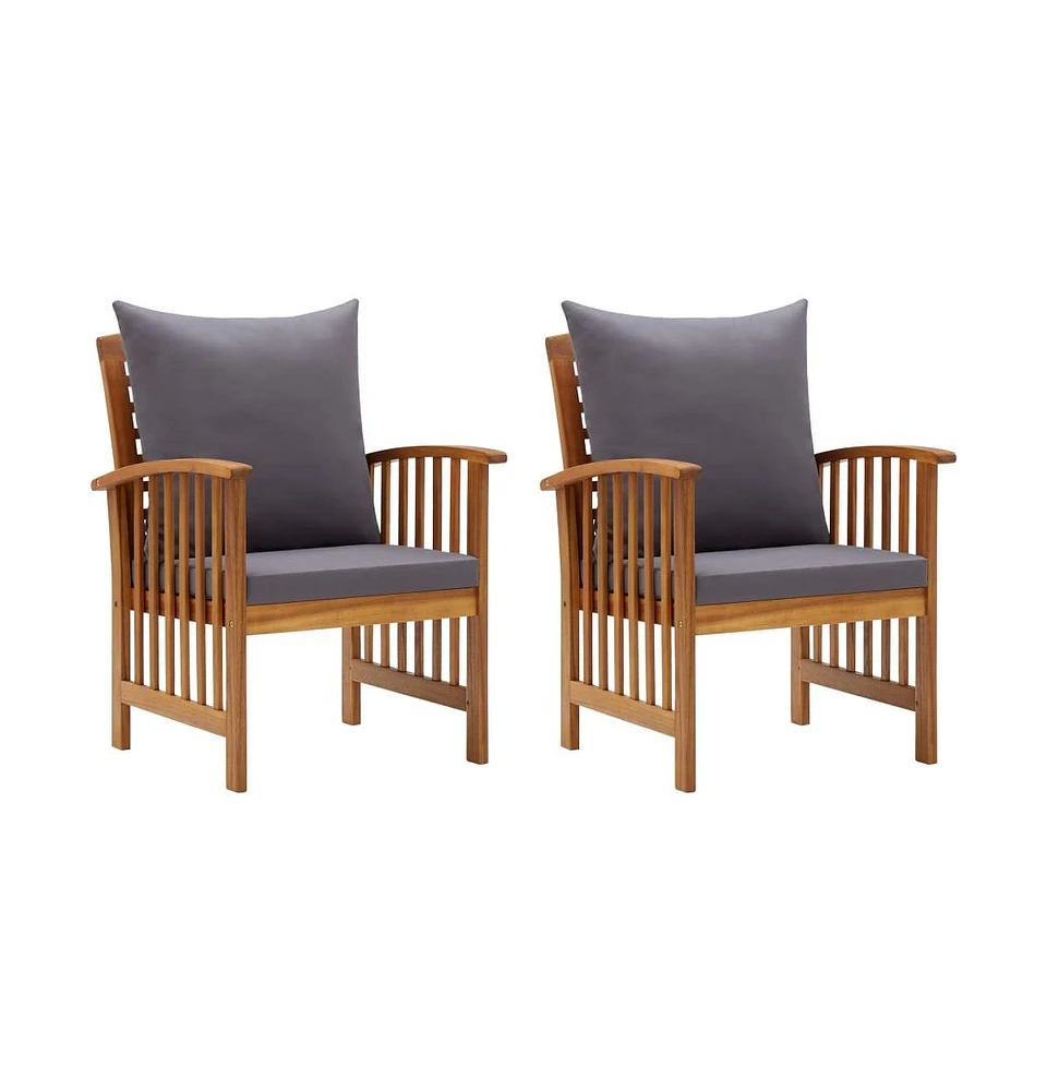 vidaXL Patio Chairs with Cushions 2 pcs Solid Acacia Wood