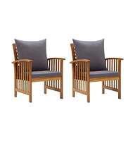 vidaXL Patio Chairs with Cushions 2 pcs Solid Acacia Wood