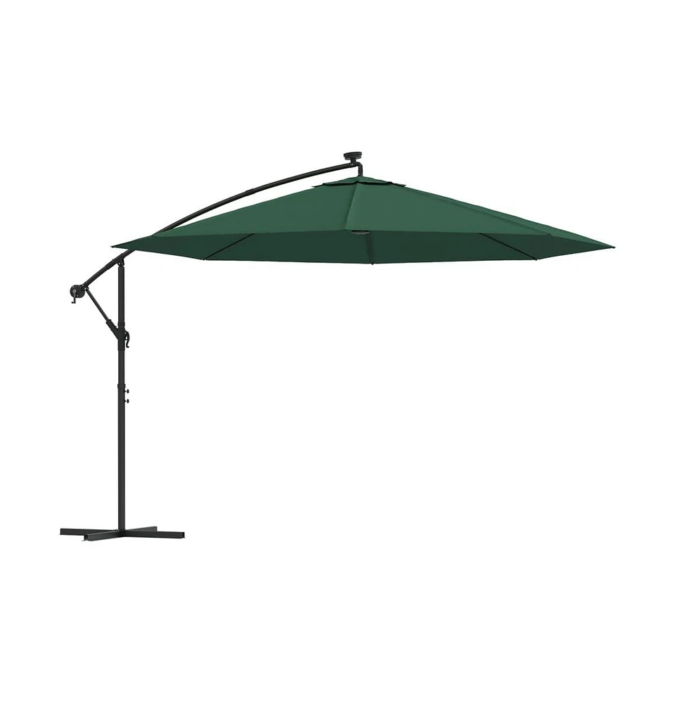 Cantilever Umbrella with Led Lights and Metal Pole 137.8" Green