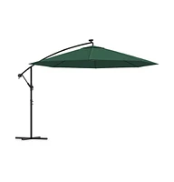 Cantilever Umbrella with Led Lights and Metal Pole 137.8" Green