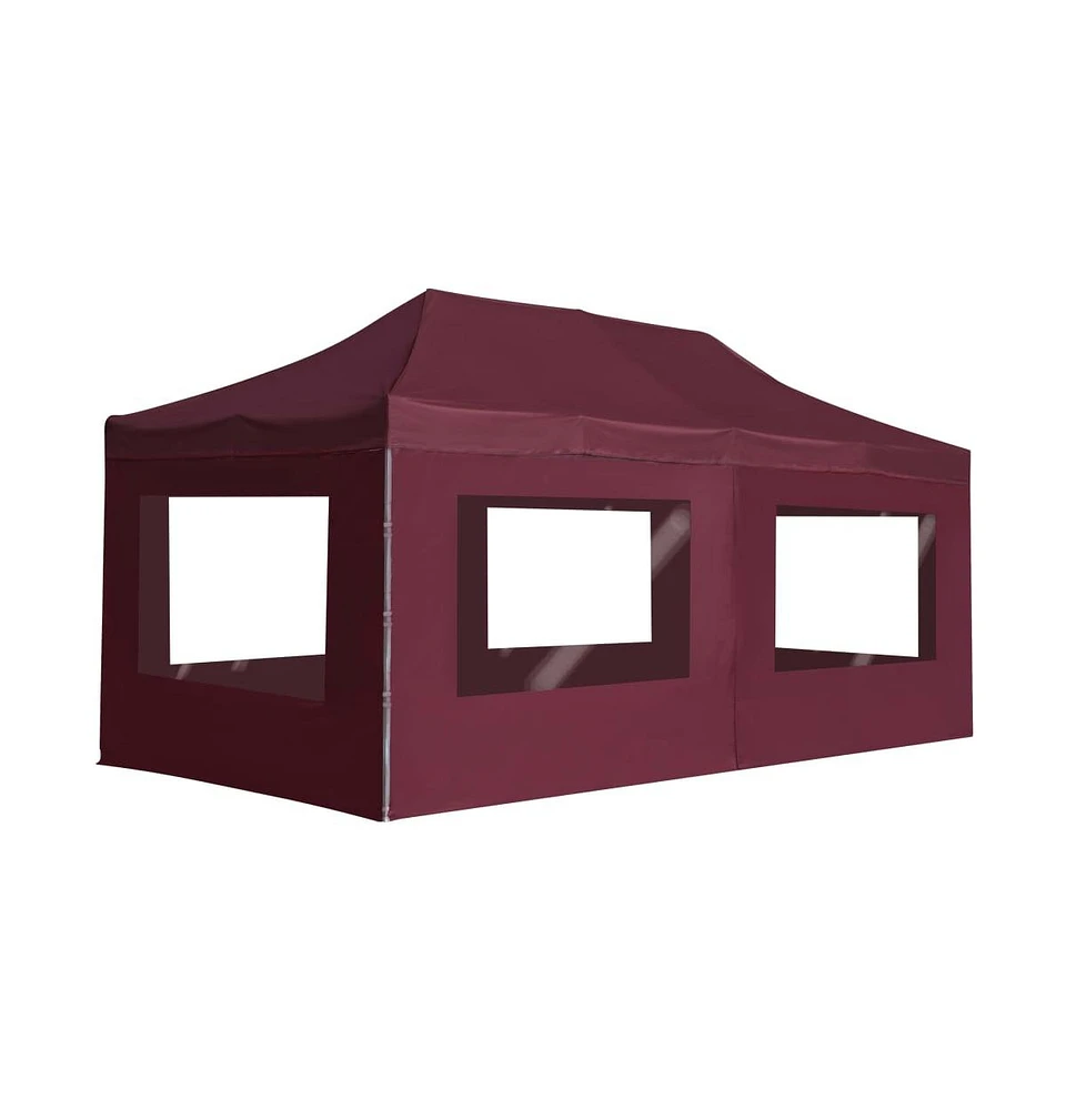 vidaXL Professional Folding Party Tent with Walls Aluminum 19.7'x9.8' Wine Red