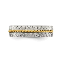 Chisel Stainless Steel Brushed & Textured Yellow Ip-plated Band Ring